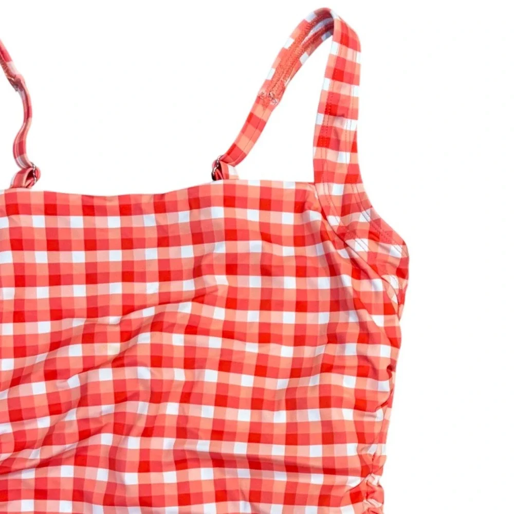 Miraclesuit‎ x Talbots Cabana Tankini Picnic Plaid Gingham Swimsuit Red White 10